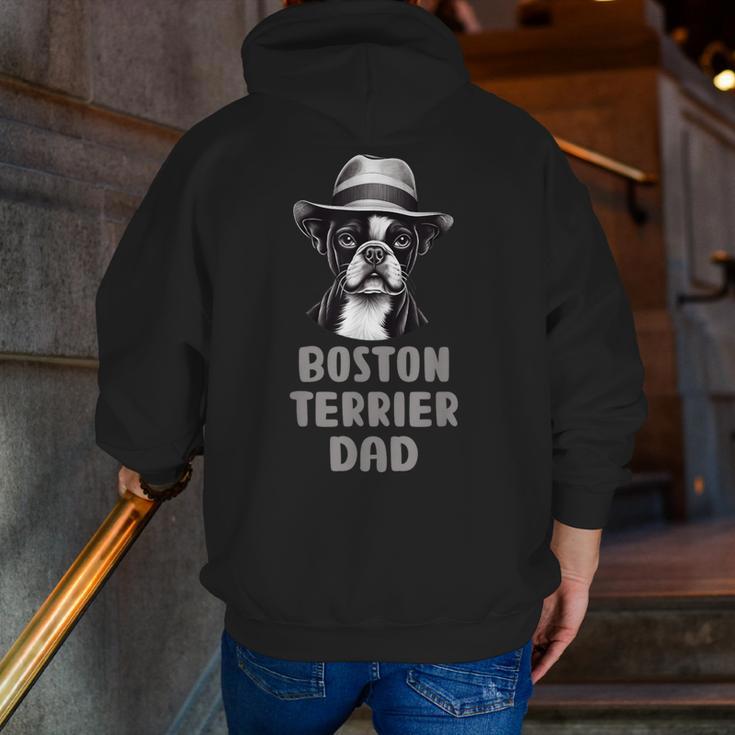 Cute Boston Terrier Dad Dog Lovers Puppy Bostie Owner Men Zip Up Hoodie Back Print, Boston Terrier Dad Hoodies, funny gift