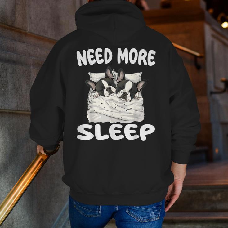 Cute Boston Terrier Need More Sleep Pajamas Nightgown Men Zip Up Hoodie Back Print, funny gift