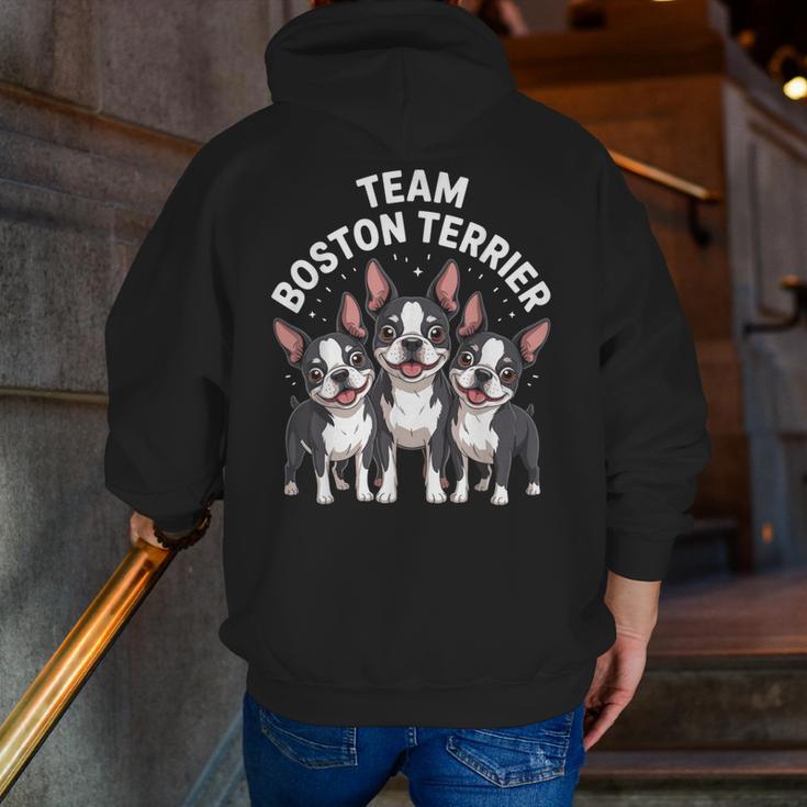 Cute Cartoon For Dog Owners Pet Team Boston Terrier Men Zip Up Hoodie Back Print, funny gift