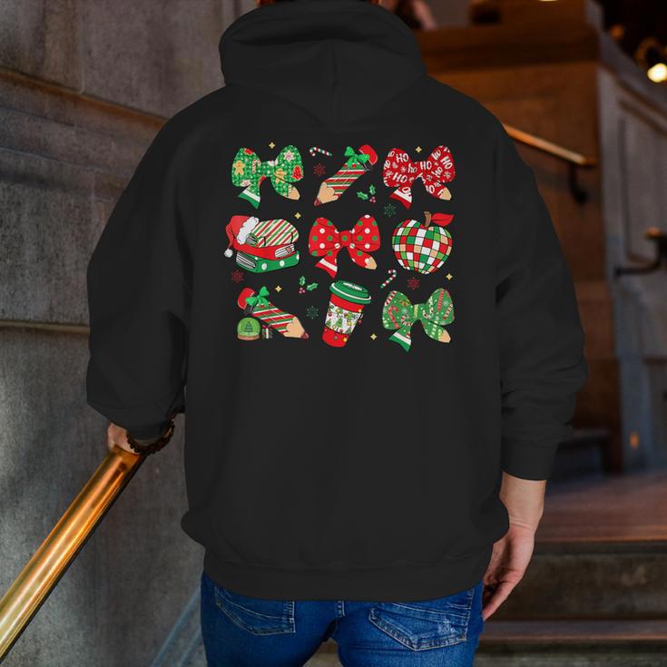 Cute Coquette Pencil Bow Christmas School Teacher Student Men Zip Up Hoodie Back Print, funny gift Cute Coquette Pencil Bow Christmas School Teacher Student Men Zip Up Hoodie Back Print, funny gift
