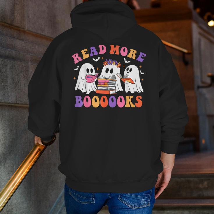 Cute Ghost Read More Books Lover Teacher Halloween Costume Men Zip Up Hoodie Back Print, funny gift