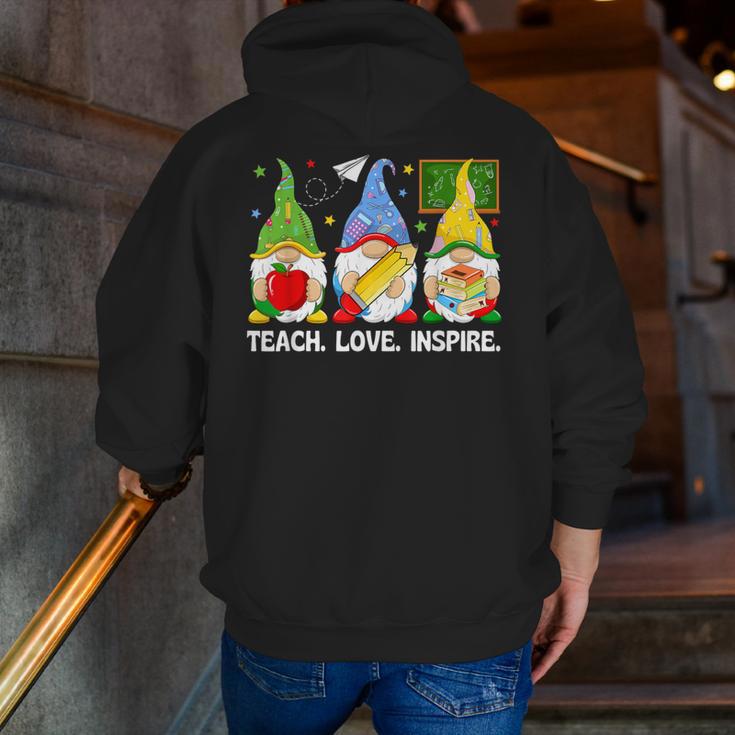 Cute Gnomes Teach Love And Inspire Back To School Teacher Men Zip Up Hoodie Back Print, funny gift Cute Gnomes Teach Love And Inspire Back To School Teacher Men Zip Up Hoodie Back Print, funny gift