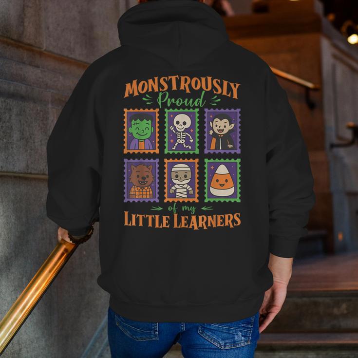 Cute Halloween Teacher Men Zip Up Hoodie Back Print, funny gift