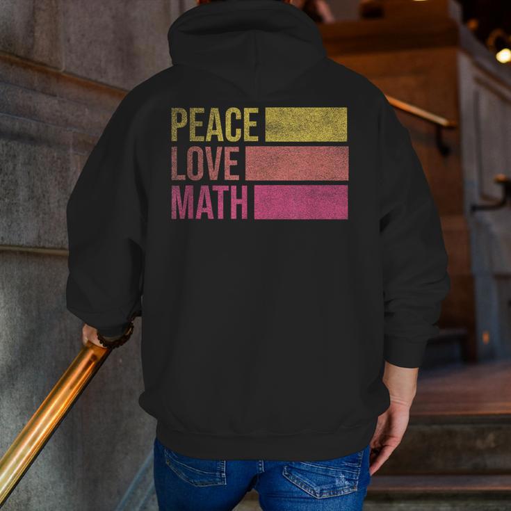 Cute Math Teacher Peace Love Math Men Zip Up Hoodie Back Print, funny gift