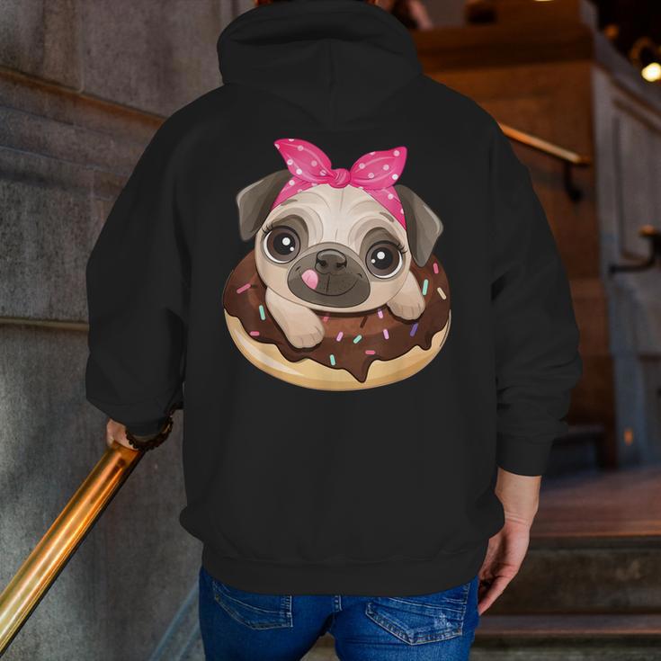 Cute Pug Shirt Donut Girls Dog Men Zip Up Hoodie Back Print, funny gift