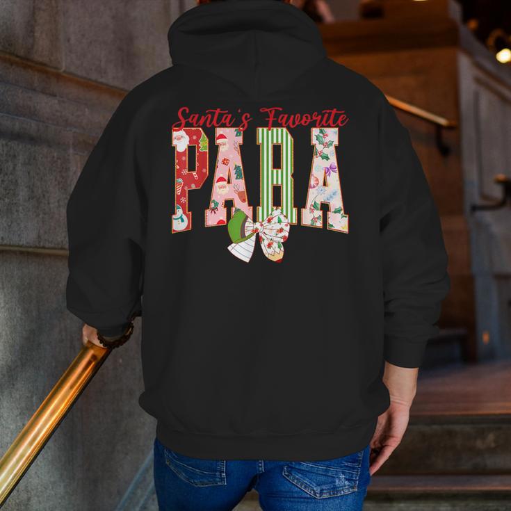 Cute Santas Favorite Para Christmas Paraprofessional Teacher Men Zip Up Hoodie Back Print, funny gift