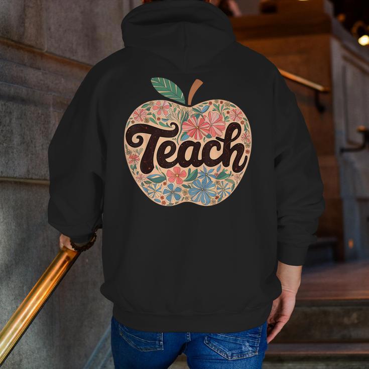 Cute Teacher With Apple Retro Teacher Kids Back To School Men Zip Up Hoodie Back Print, funny gift Cute Teacher With Apple Retro Teacher Kids Back To School Men Zip Up Hoodie Back Print, funny gift