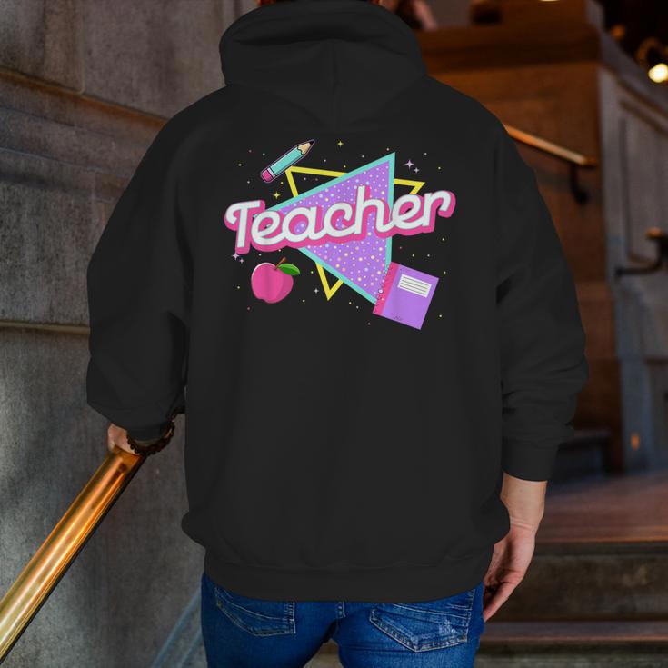 Cute Teacher Shirt 80's 90's Style Retro Old School Teacher For Men Women Men Zip Up Hoodie Back Print, funny gift