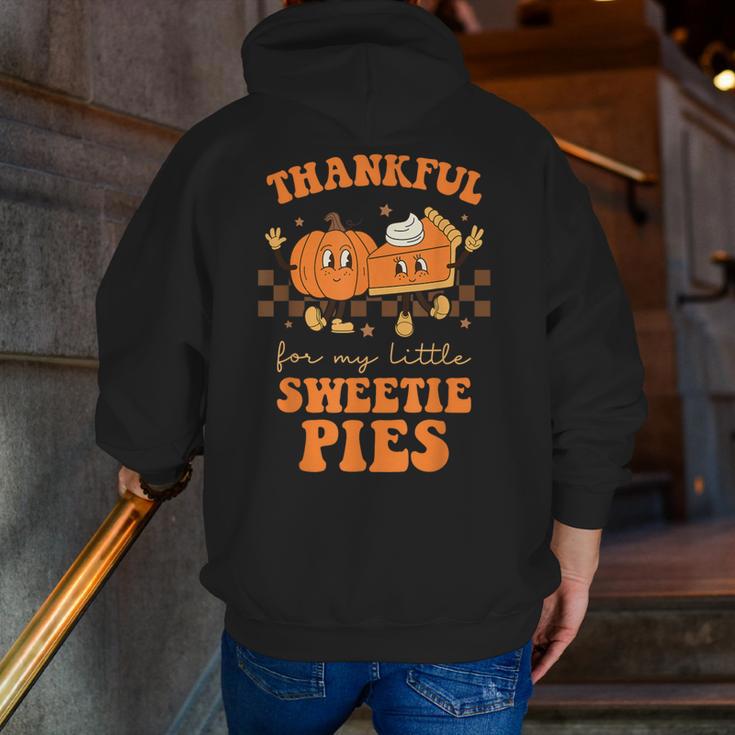 Cute Thanksgiving Teacher Thankful For My Sweetie Pies Mom Men Zip Up Hoodie Back Print, funny gift