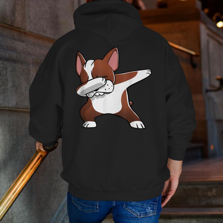 Dabbing Red Boston Terrier Dab Dance Dog Men Women Kids Men Zip Up Hoodie Back Print, funny gift