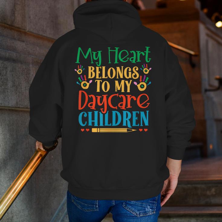Daycare Children Childcare Provider Teacher PreK Nursery Men Zip Up Hoodie Back Print, funny gift