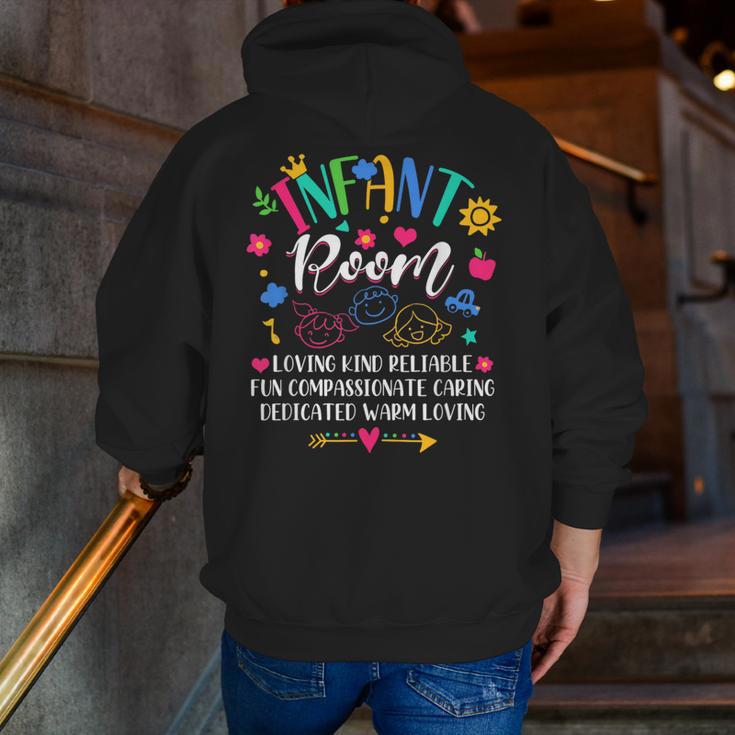 Daycare Provider Loving Kind Reliable Infant Room Teacher Men Zip Up Hoodie Back Print, funny gift Daycare Provider Loving Kind Reliable Infant Room Teacher Men Zip Up Hoodie Back Print, funny gift