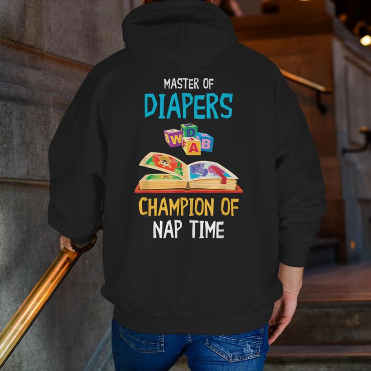 Daycare Provider Master Of Diapers Childcare Teacher Men Zip Up Hoodie Back Print, funny gift