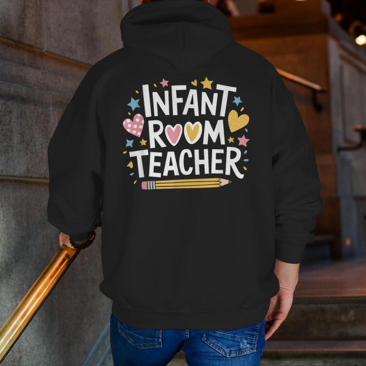 Daycare Provider Toddler Teaching Infant Room Teacher Men Zip Up Hoodie Back Print, funny gift