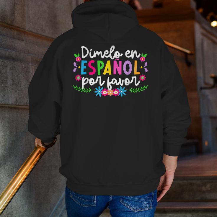 Dimelo En EspañOl Maestra De EspañOl Spanish Teacher Men Zip Up Hoodie Back Print, funny gift