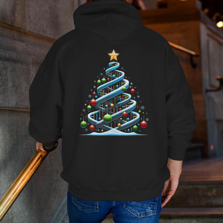 DNA Helix Christmas Tree Scientist Biology Science Teacher Men Zip Up Hoodie Back Print, Science Teacher Hoodies, funny gift