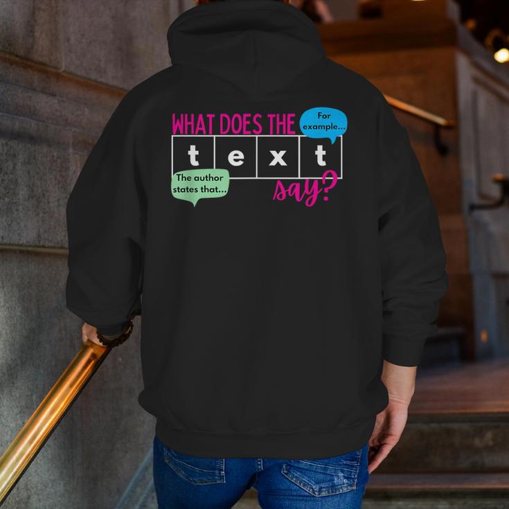What Does The Text Say Text Evidence Reading Teacher For Men Women Men Zip Up Hoodie Back Print, funny gift What Does The Text Say Text Evidence Reading Teacher For Men Women Men Zip Up Hoodie Back Print, funny gift