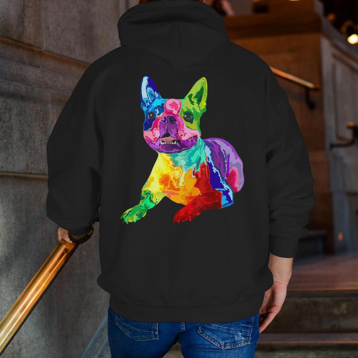 Dog Lover Boston Terrier Dog Colorful Boston Terrier Men Women Kids Men Zip Up Hoodie Back Print, funny gift