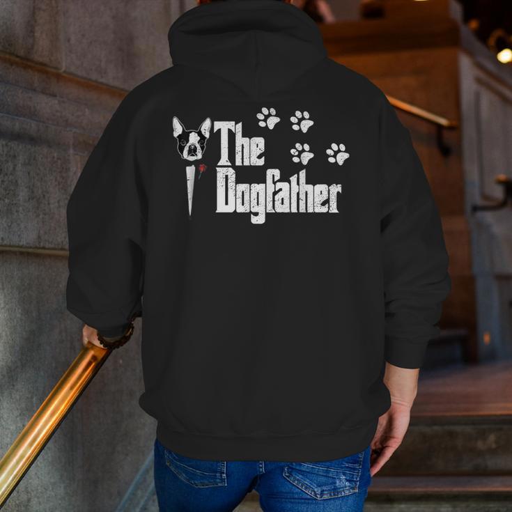 The Dogfather Boston Terrier Dog Dad Tshirt Idea Men Zip Up Hoodie Back Print, Boston Terrier Dad Hoodies, funny gift