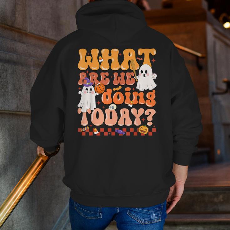 What Are We Doing Today Halloween PE Spooky Teacher Men Zip Up Hoodie Back Print, Pe Teacher Hoodies, funny gift