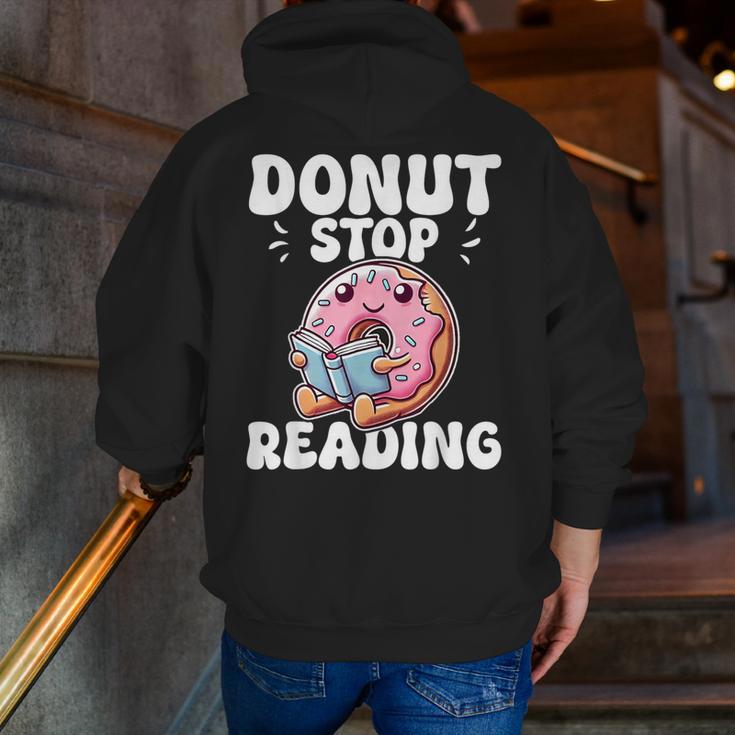 Donut Stop Reading Kawaii Teacher Preschool Kindergarten Men Zip Up Hoodie Back Print, funny gift