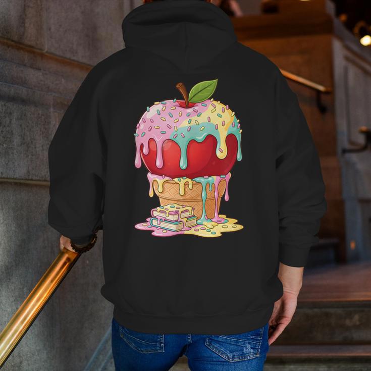 Dripping Apple Ice Cream Cone Cute Teacher Appreciation Men Zip Up Hoodie Back Print, funny gift Dripping Apple Ice Cream Cone Cute Teacher Appreciation Men Zip Up Hoodie Back Print, funny gift