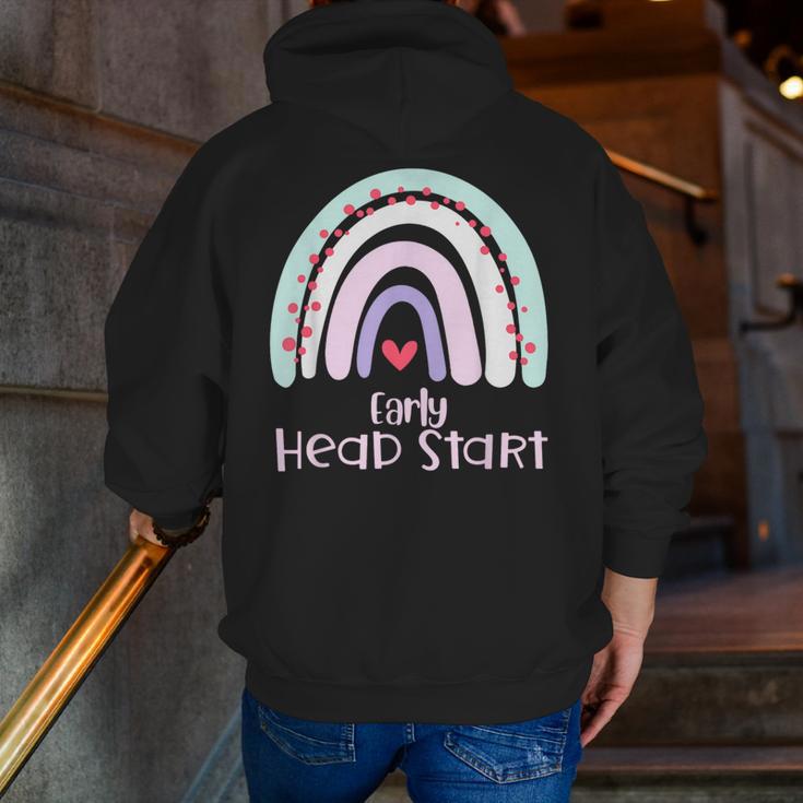 Early Headstart Cute Retro Rainbow Teachers Men Zip Up Hoodie Back Print, funny gift