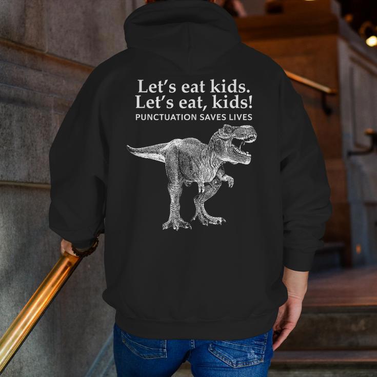 Lets Eat Kids Punctuation Saves Lives Dinosaur Teacher Men Zip Up Hoodie Back Print, funny gift Lets Eat Kids Punctuation Saves Lives Dinosaur Teacher Men Zip Up Hoodie Back Print, funny gift