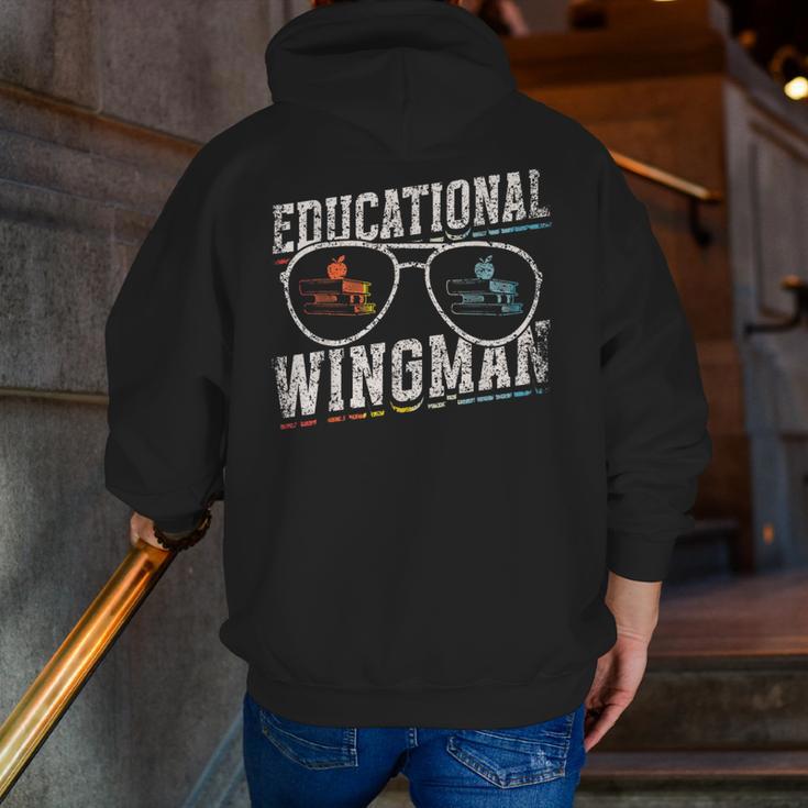 Educational Wingman Assisting Teacher Teaching Assistant Men Zip Up Hoodie Back Print, funny gift