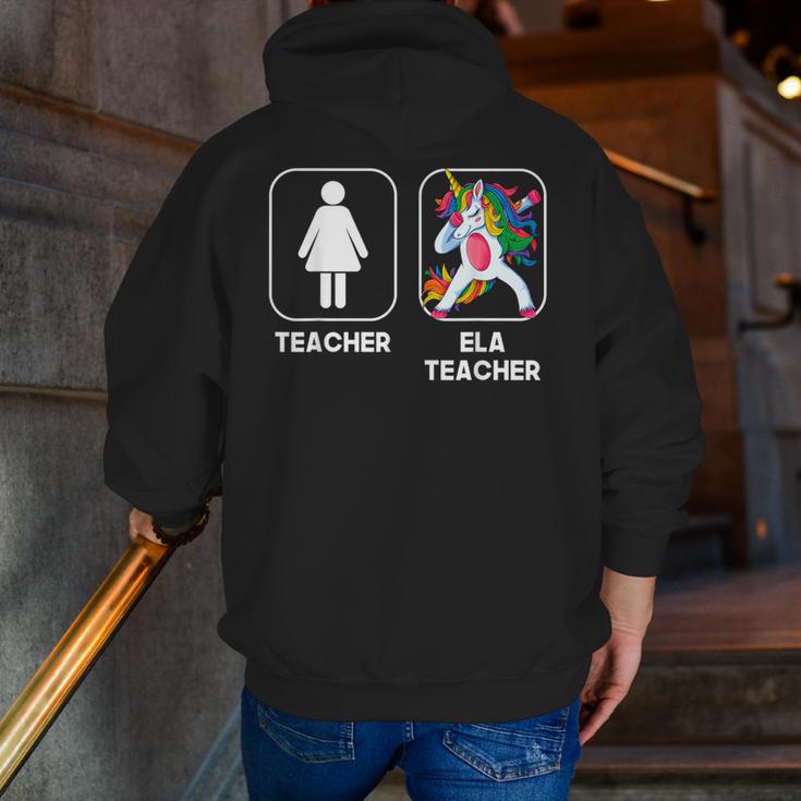 ELA Teacher Dabbing Unicorn Teacher Women Men Zip Up Hoodie Back Print, funny gift