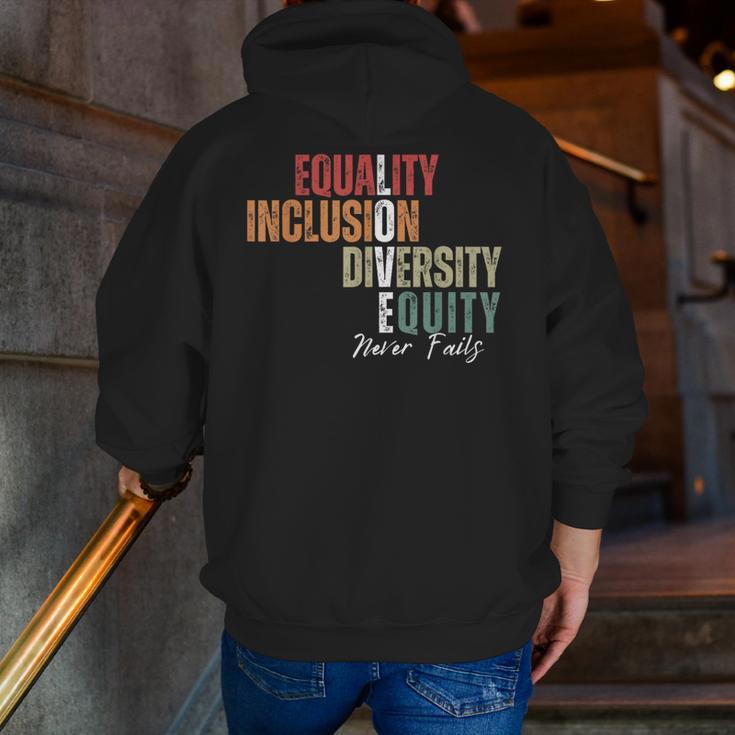 Equality Inclusion Diversity Equity Love Never Fails Teacher Men Zip Up Hoodie Back Print, funny gift Equality Inclusion Diversity Equity Love Never Fails Teacher Men Zip Up Hoodie Back Print, funny gift