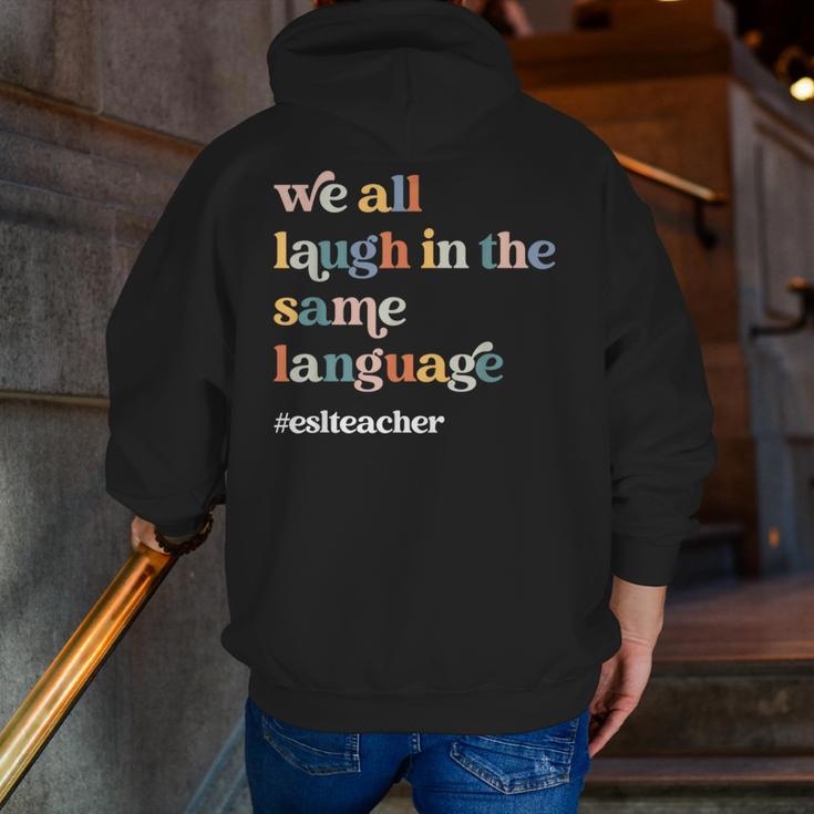 ESL Teacher ESOL Student Cute Retro Back To School First Day Men Zip Up Hoodie Back Print, Esl Teacher Hoodies, funny gift