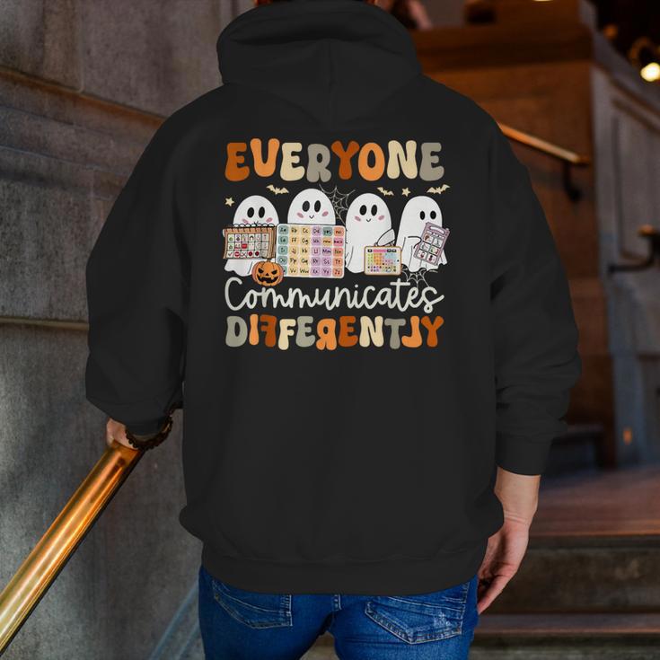 Everyone Communicates Differently Halloween Sped Teacher Men Zip Up Hoodie Back Print, funny gift Everyone Communicates Differently Halloween Sped Teacher Men Zip Up Hoodie Back Print, funny gift