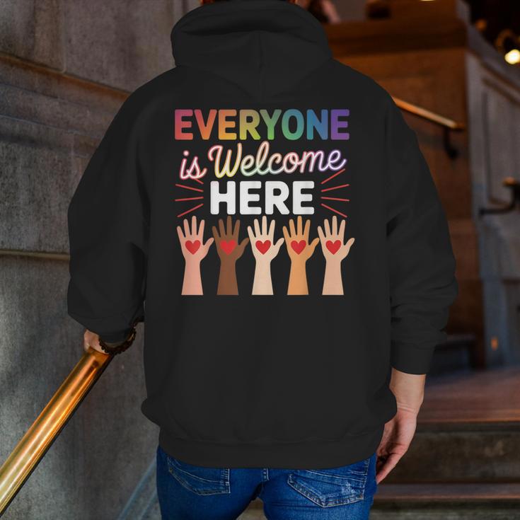 Everyone Is Welcome Here Shirt Teacher Men Zip Up Hoodie Back Print, funny gift Everyone Is Welcome Here Shirt Teacher Men Zip Up Hoodie Back Print, funny gift