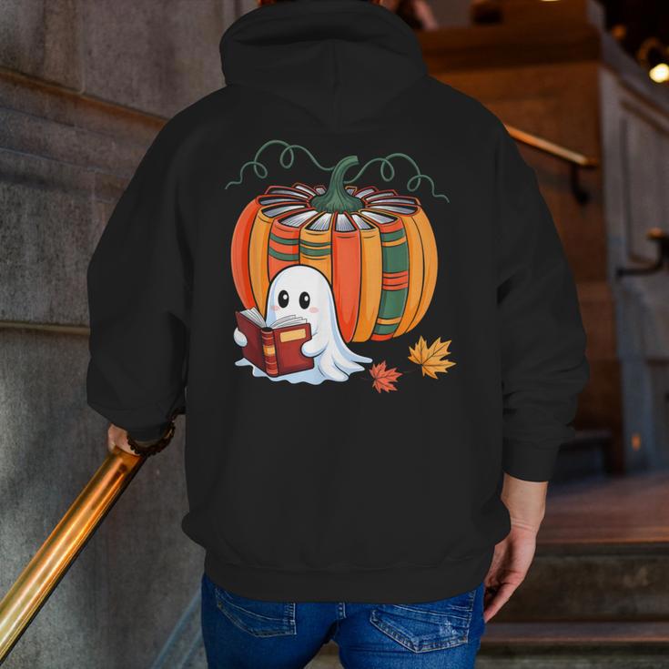 Fall Book Pumpkin Ghost Reading Books Halloween Teacher Men Zip Up Hoodie Back Print, funny gift Fall Book Pumpkin Ghost Reading Books Halloween Teacher Men Zip Up Hoodie Back Print, funny gift