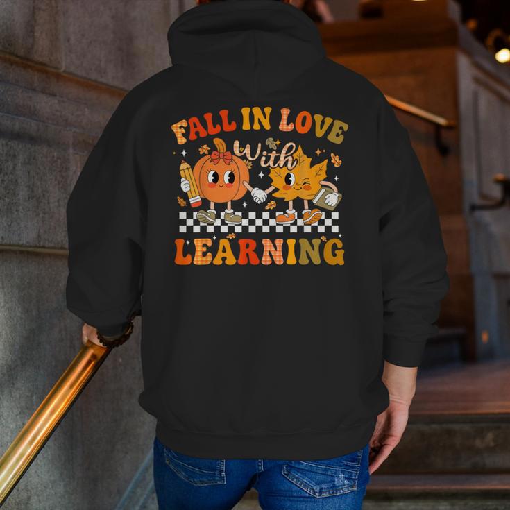 Fall In Love With Learning Autumn Pumpkin Fall Teacher Kids Men Zip Up Hoodie Back Print, funny gift Fall In Love With Learning Autumn Pumpkin Fall Teacher Kids Men Zip Up Hoodie Back Print, funny gift
