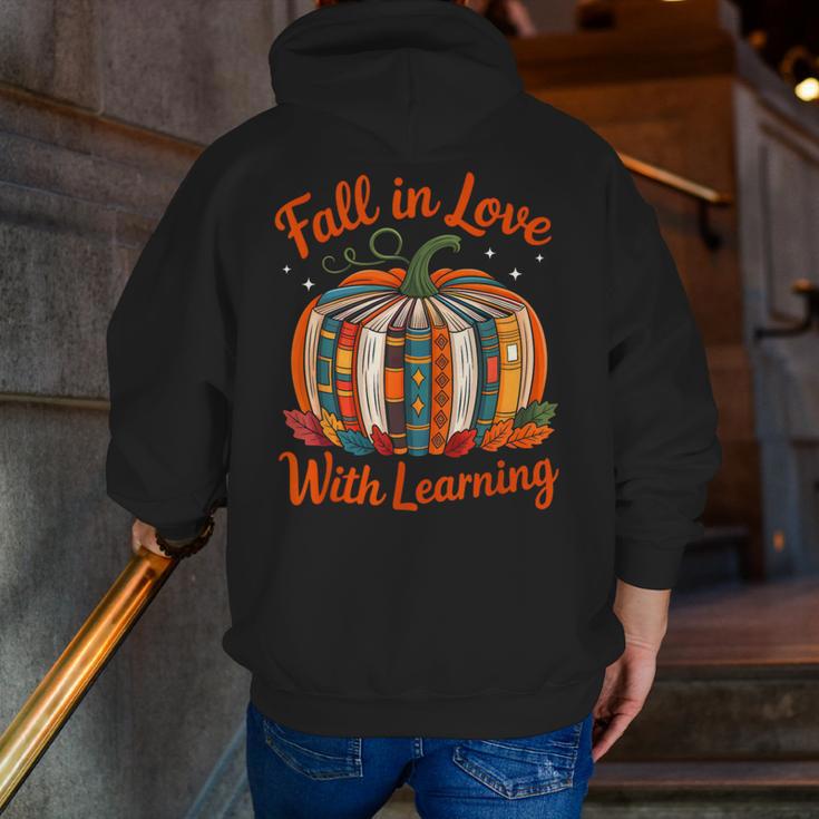 Fall In Love With Learning Book Lover Autumn Pumpkin Teacher Men Zip Up Hoodie Back Print, funny gift Fall In Love With Learning Book Lover Autumn Pumpkin Teacher Men Zip Up Hoodie Back Print, funny gift