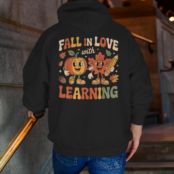 Fall In Love With Learning Retro Autumn Thanksgiving Teacher Men Zip Up Hoodie Back Print, funny gift Fall In Love With Learning Retro Autumn Thanksgiving Teacher Men Zip Up Hoodie Back Print, funny gift