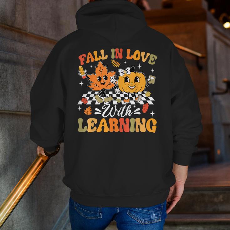 Fall In Love With Learning Fall Teacher Thanksgiving Retro Men Zip Up Hoodie Back Print, funny gift Fall In Love With Learning Fall Teacher Thanksgiving Retro Men Zip Up Hoodie Back Print, funny gift