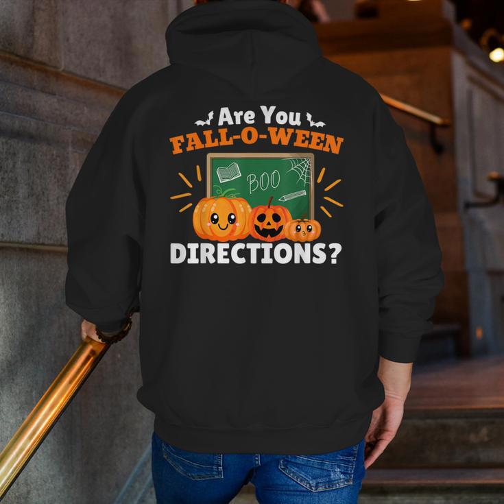 Are You Fall O Ween Directions Halloween Teacher Retro Men Zip Up Hoodie Back Print, funny gift