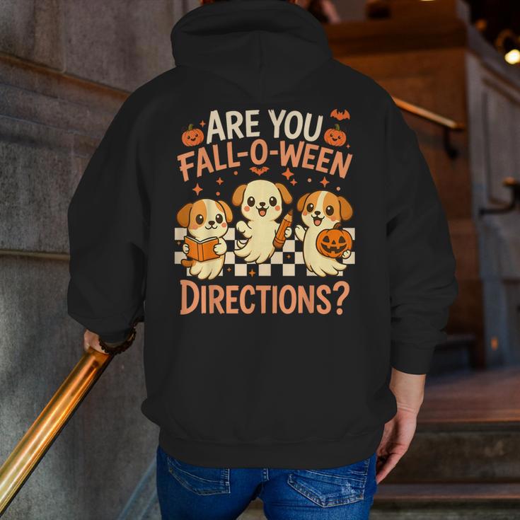 Are You Fall O Ween Directions Teacher Halloween Dog Ghost Men Zip Up Hoodie Back Print, funny gift