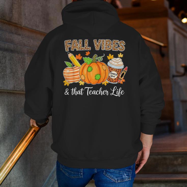 Fall Vibes And That Teacher Life Autumn Thanksgiving Men Zip Up Hoodie Back Print, funny gift Fall Vibes And That Teacher Life Autumn Thanksgiving Men Zip Up Hoodie Back Print, funny gift