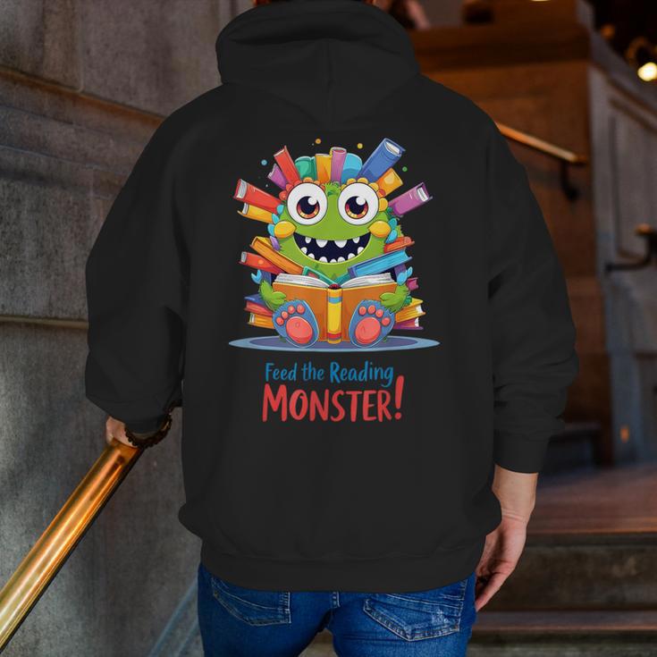 Feed The Reading Monster Halloween Teacher Men Zip Up Hoodie Back Print, funny gift Feed The Reading Monster Halloween Teacher Men Zip Up Hoodie Back Print, funny gift