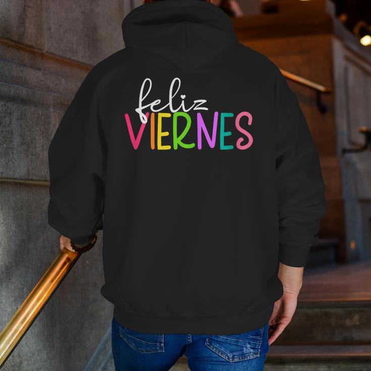 Feliz Viernes Happy Friday Spanish Teacher Friday Spanish Sp Men Zip Up Hoodie Back Print, funny gift