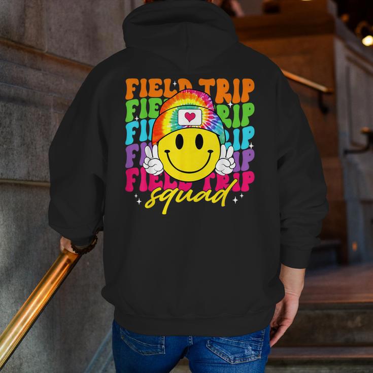 Field Trip Squad Groovy Field Day Smile Face Teacher Tie Dye Men Zip Up Hoodie Back Print, Groovy Teacher Hoodies, funny gift Field Trip Squad Groovy Field Day Smile Face Teacher Tie Dye Men Zip Up Hoodie Back Print, Groovy Teacher Hoodies, funny gift