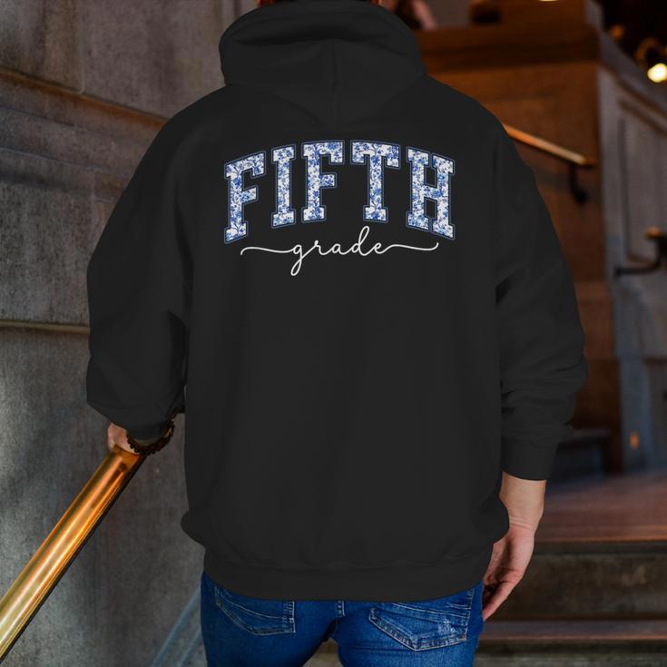 Fifth Grade Coquette Toile Blue Bow Floral Women Teacher Men Zip Up Hoodie Back Print, funny gift Fifth Grade Coquette Toile Blue Bow Floral Women Teacher Men Zip Up Hoodie Back Print, funny gift