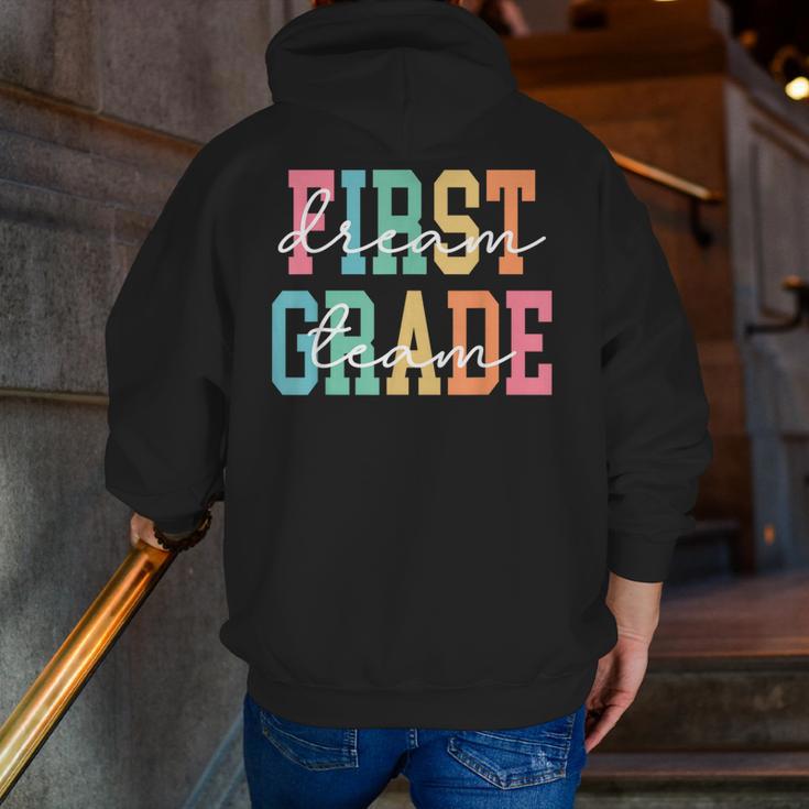 First Grade Dream Team Back To School 1st Grade Teacher Men Zip Up Hoodie Back Print, First Grade Teacher Hoodies, funny gift