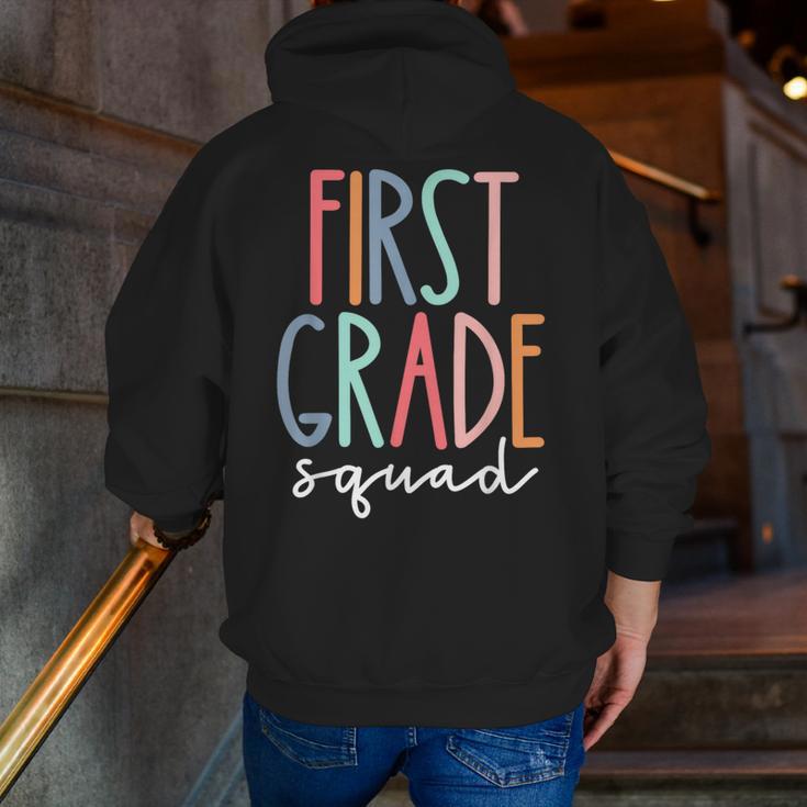 First Grade Squad 1st Grade Teacher Crew Back To School Team Men Zip Up Hoodie Back Print, First Grade Teacher Hoodies, funny gift
