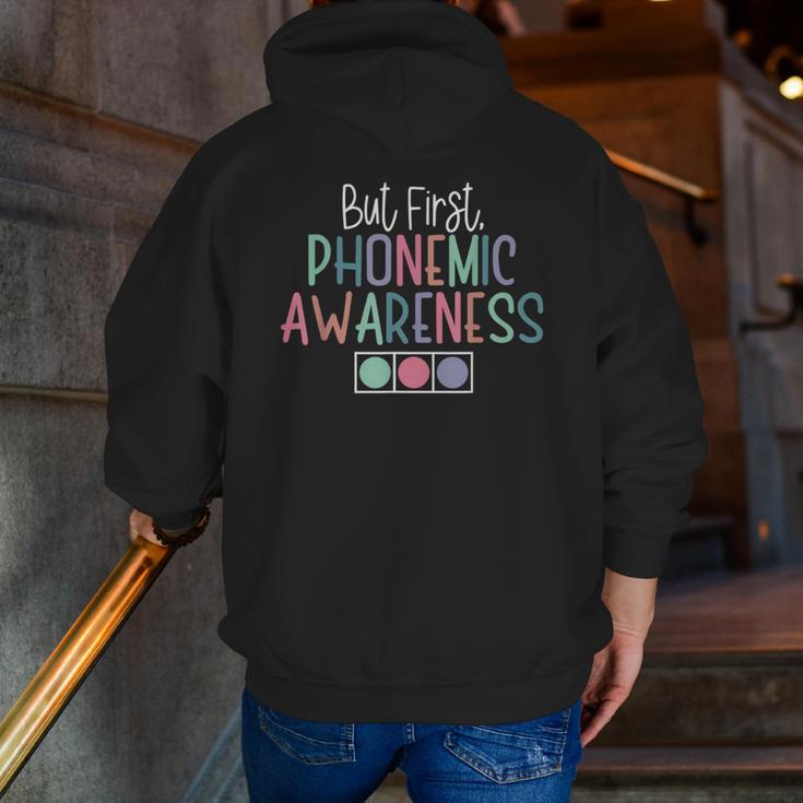 But First Phonemic Awareness Reading Teacher Interventionist Men Zip Up Hoodie Back Print, funny gift But First Phonemic Awareness Reading Teacher Interventionist Men Zip Up Hoodie Back Print, funny gift