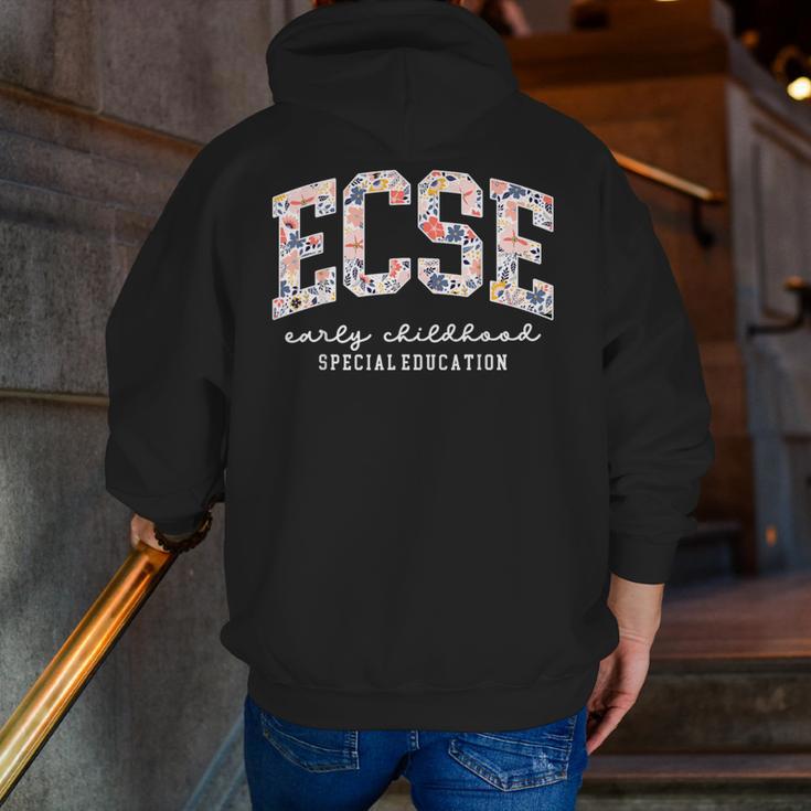 Floral ECSE Early Childhood Special Education SPED Teacher Men Zip Up Hoodie Back Print, funny gift